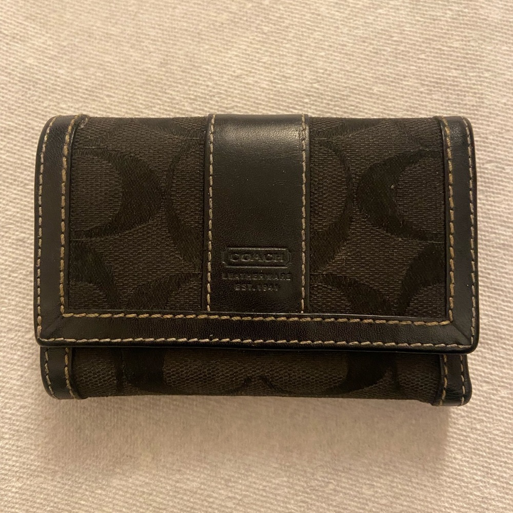 Coach Signature Jacquard Trifold Wallet